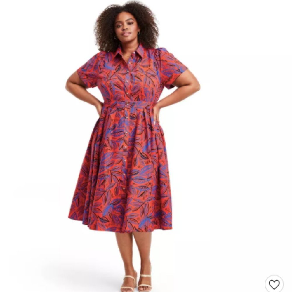 NWT Tropical Short Sleeve Shirtdress ALEXIS XL